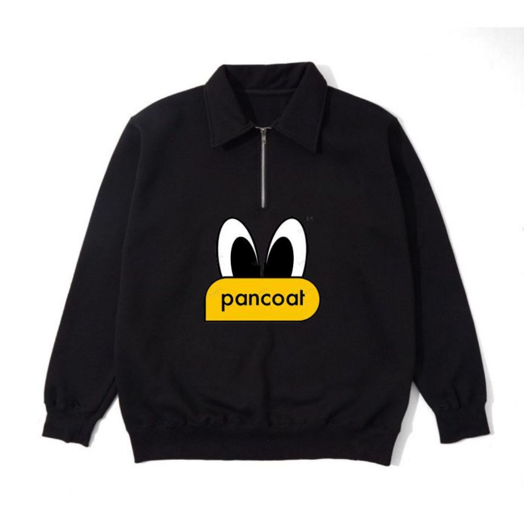 Jacket Rugby Vintage Black Unisex Sweater Crewneck Halfzip Litlle Sig Logo Pancoat Best Quality