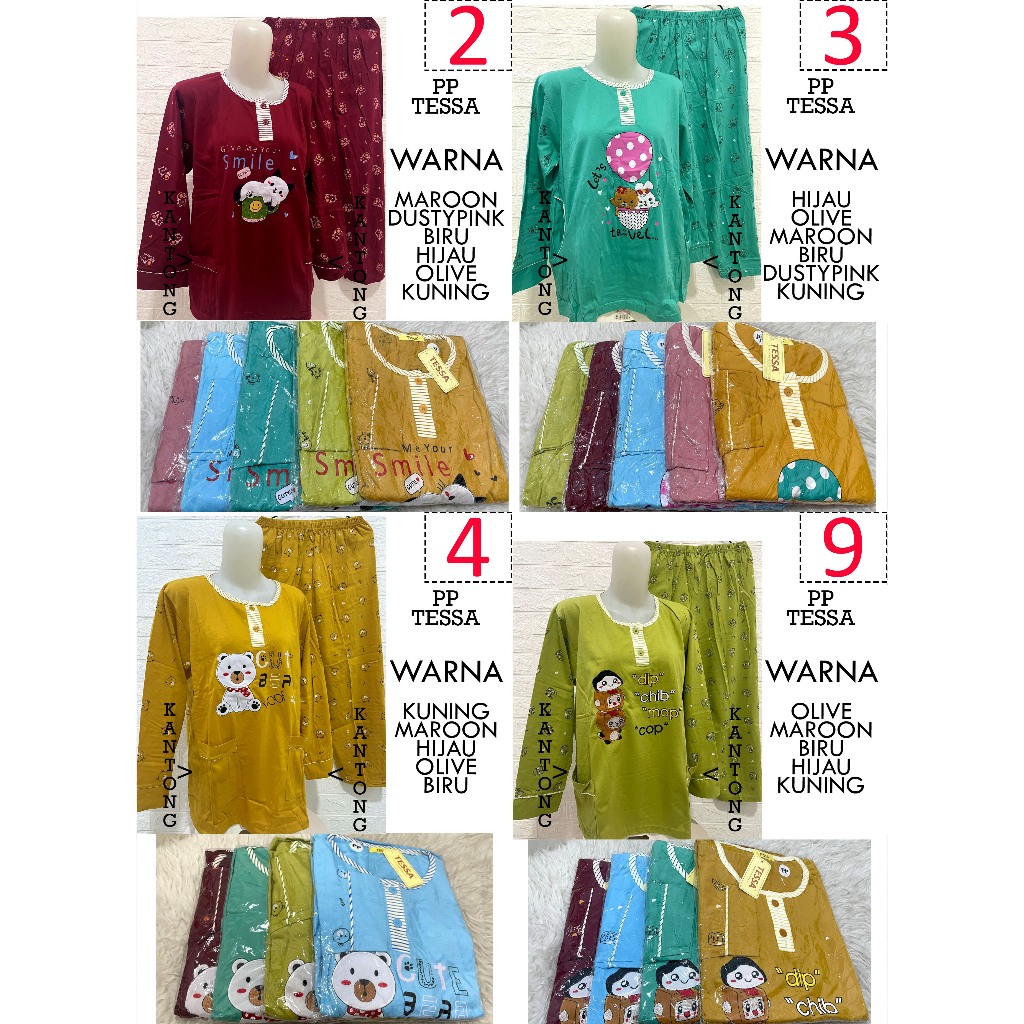 Babydoll PP TESSA Celana Panjang Lengan Panjang Baju Tidur Piyama Wanita -2