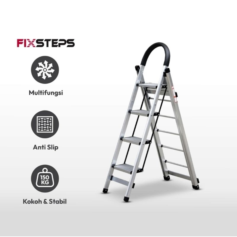 Fixstep Tangga Lipat 2in1 dan Jemuran 4 Step Aluminium