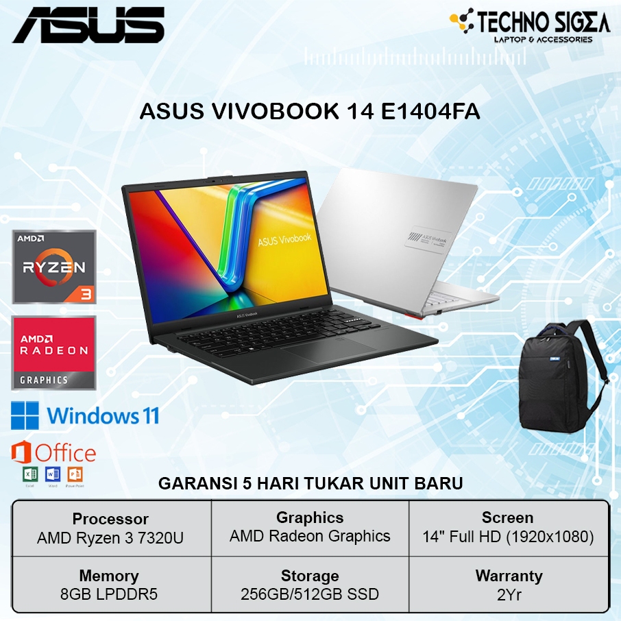 ASUS Vivobook Go 14 E1404FA Ryzen 3 7320 8GB 512GB 14.0FHD