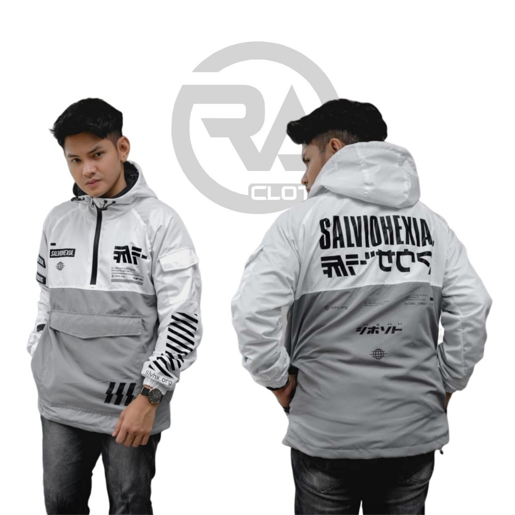 Salvio Hexia Jaket Cagoule Cyber Putih Abu Original Jaket Pria Waterproof Distro