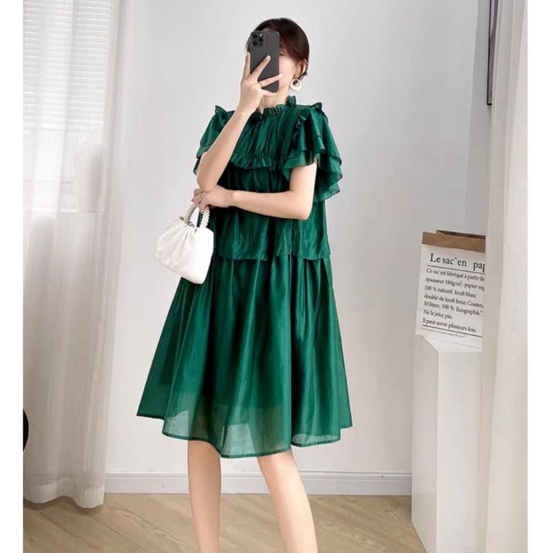 0927 Fashion mini dress dres lengan pendek ngembang megar cantik manis sopan simpel elegan pesta par