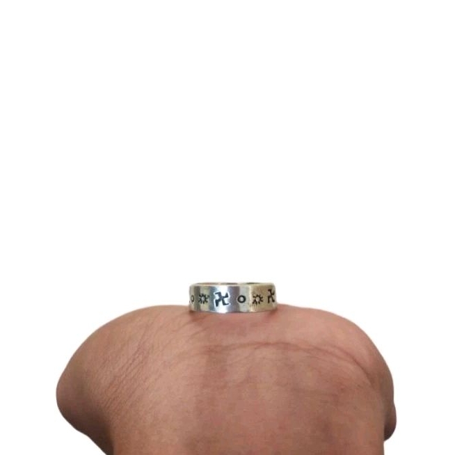 Ring Cincin Silver Perak Bali Asli 925 Polos Simbol Swastika Pria Wanita Laki
