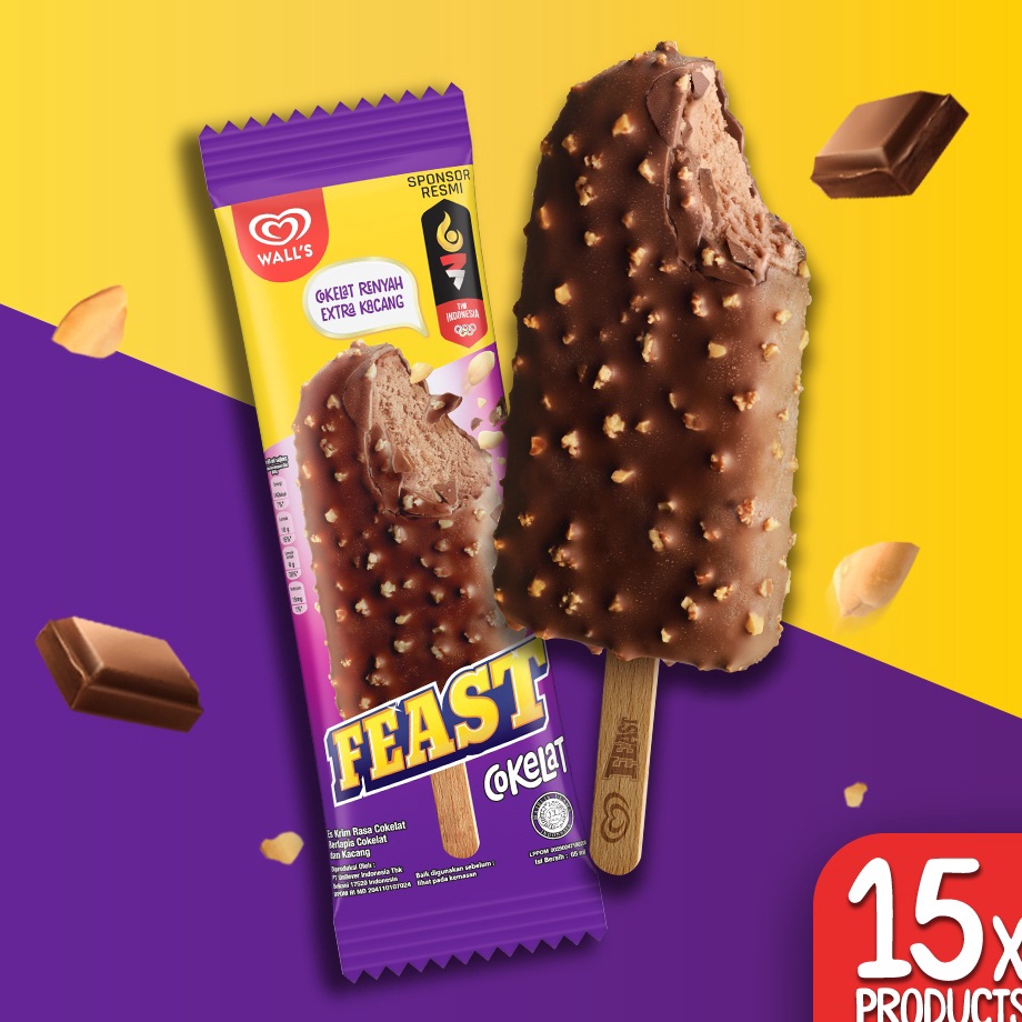 

BRBN8137 Ready Stok 15 Pcs Feast Coklat 65 ML - Es Krim Wall's