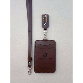 

Id Card Holder Kulit Asli Custom Nama dan Logo, Name Tag Kulit Sapi Asli