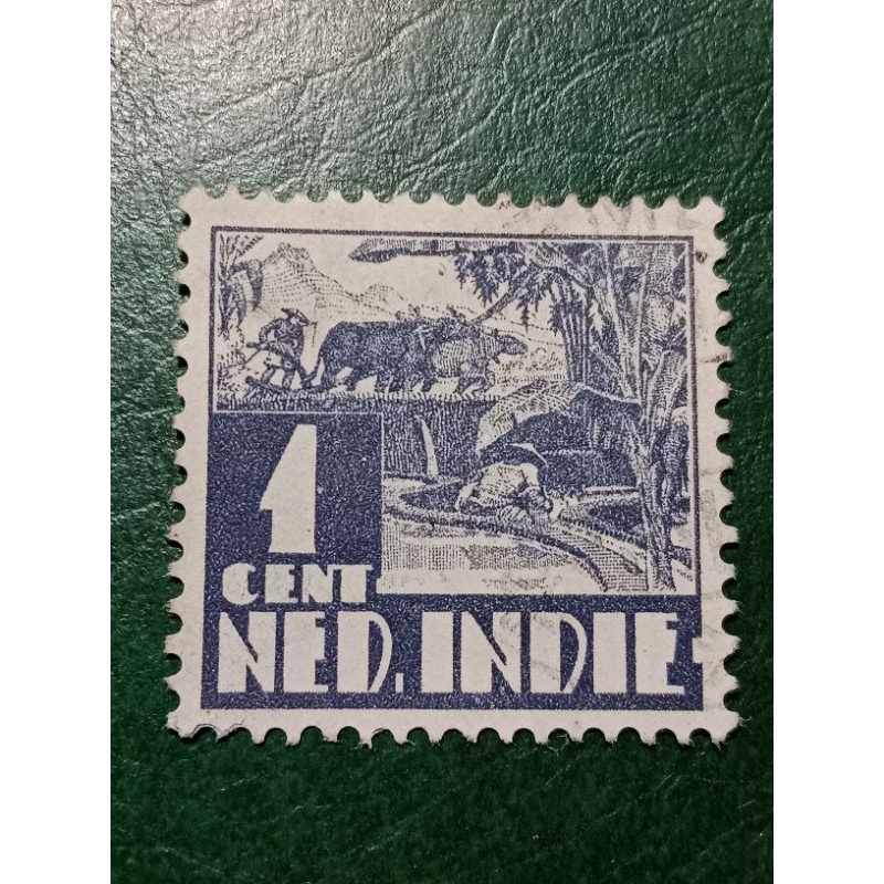 Prangko Ned Indie 1 Cent Kerbau  Tahun 1938-1939 Used
