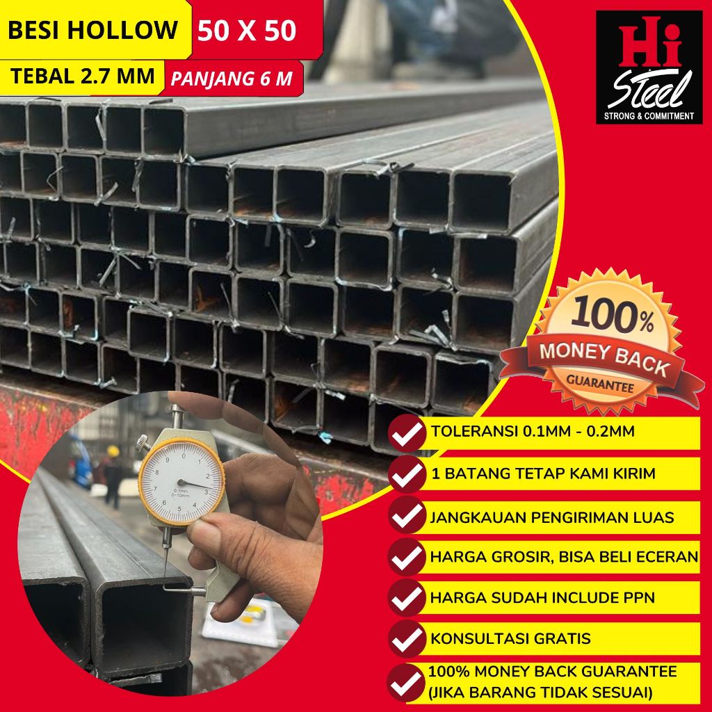 Besi Hollow 50 X 50 X 2.8mm X 6m