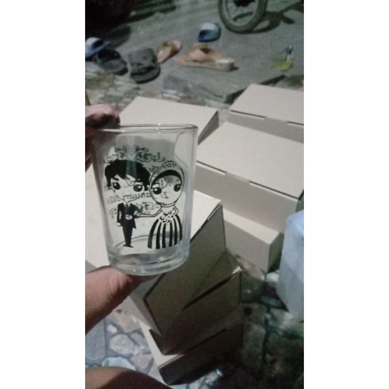 souvenir gelas jamu/souvenir gelas kecil/souvenir wedding/souvenir 1 hari jadi/souvenir gelas/souven