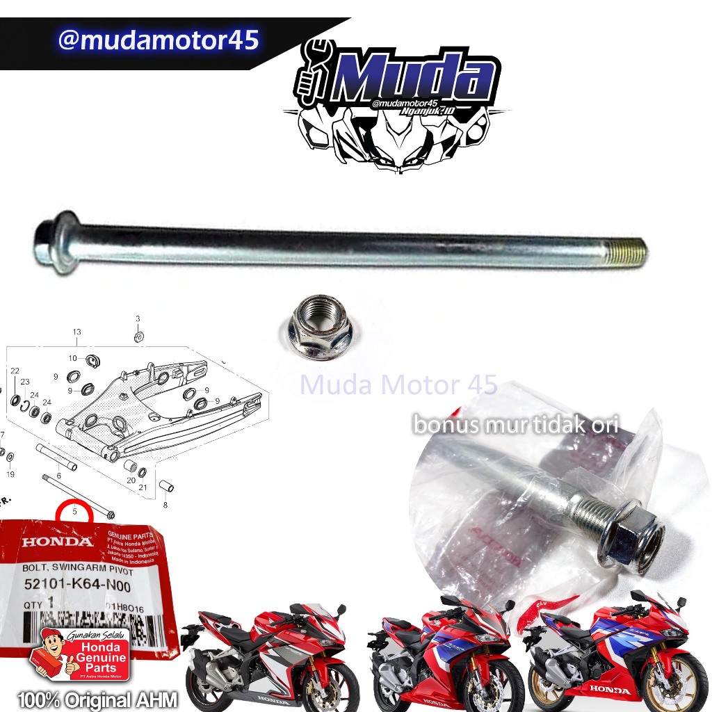 AS SWINGARM CBR250RR 52101-K64-N00 BAUT SWING ARM COLAR PIVOT DISTANCE CBR 250 BABY RR 52101K64N00 O