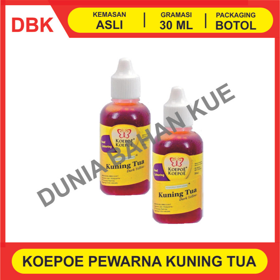 

PEWARNA MAKANAN MINUMAN KOEPOE KOEPOE KUNING TUA 30 ML - 1 LUSIN 12 PCS / KUPU FOOD COLORING