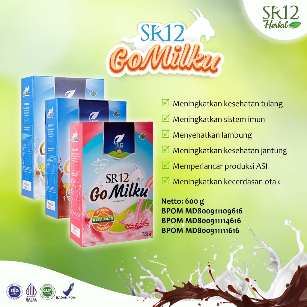 

SR12 GoMilku Susu Kambing Etawa 600gr - Original, Cokelat, Strawberry