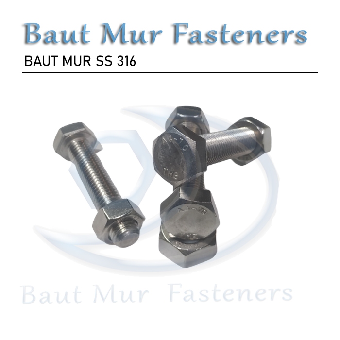 Baut Mur 316 M6 X 130 | BM Stainless M6 X 130 A6 - 70