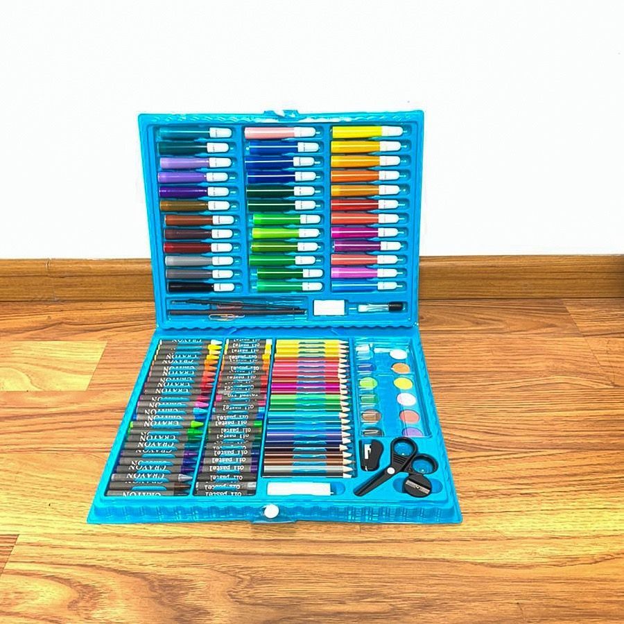 

HJK Perlengkapan Menggambar Krayon Anak Set Koper 208PCS in 1 Crayon Full Alat Melukis Mewarnai Set