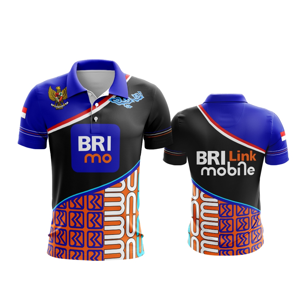 Kaos BRI Brimo BRI Mobile Logo Perusahaan Bank BRI / Baju Jersey Pria Berkerah Baju BRImo Lengan Pen