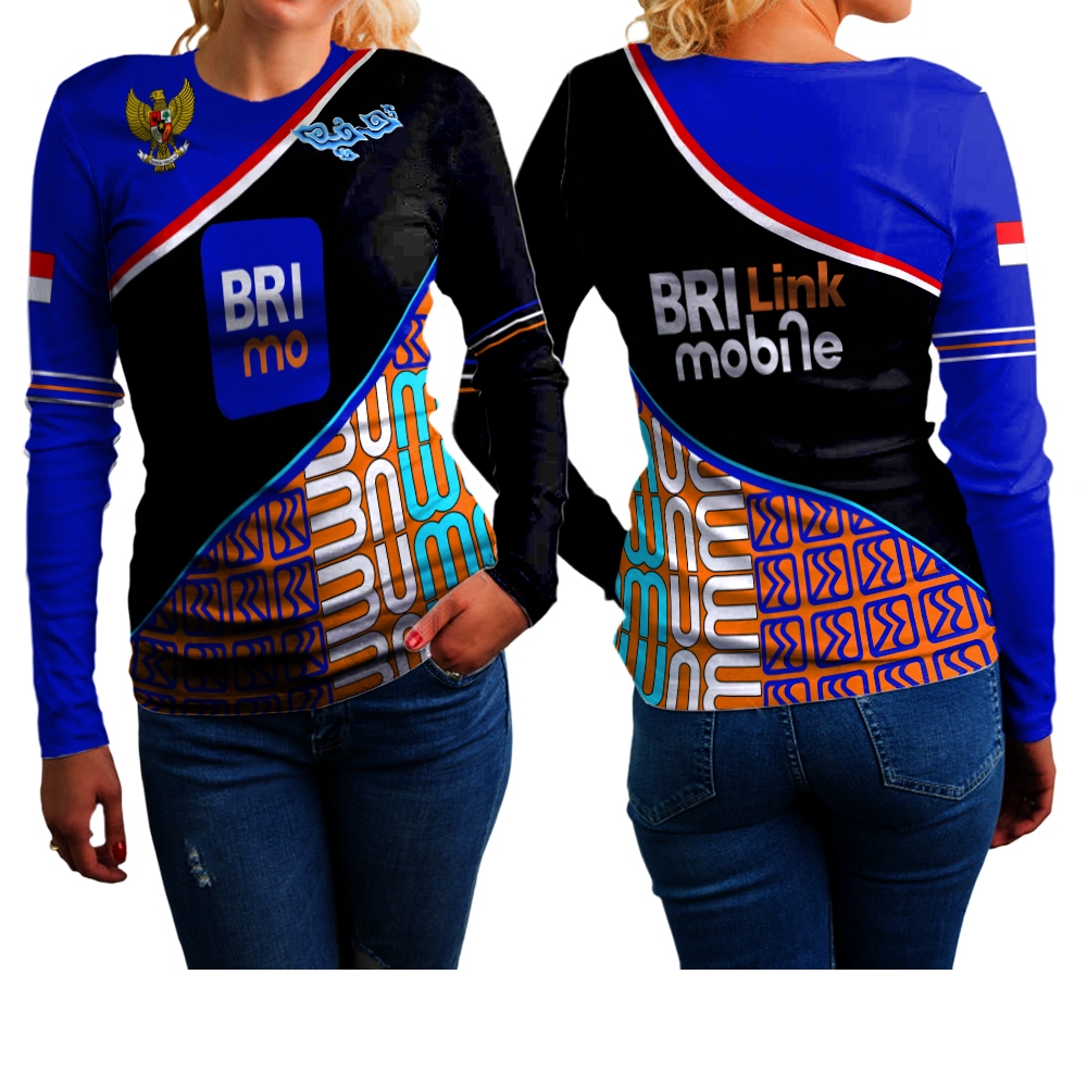 Kaos Baju Wanita / Kaos Wanita Motif BRI Brimo BRI Mobile Logo Perusahaan Bank BRI / Baju BRImo Wani