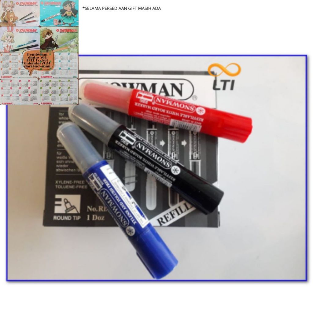 

Spidol Snowman Refillable Whiteboard Marker (RBG) - HEMAT