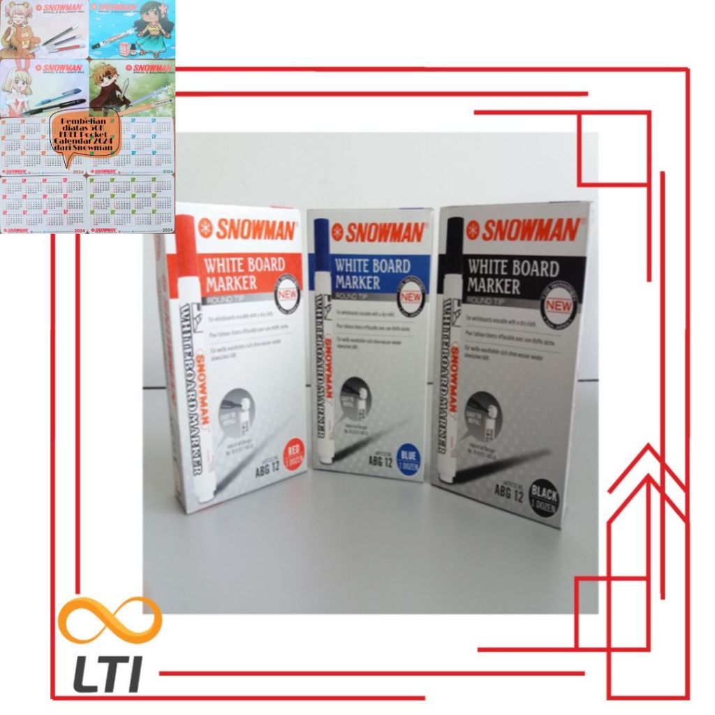 

Spidol Snowman Board marker ABG - 12 Per Lusin 1 BOX 12 PCS Bisa campur warna - HEMAT