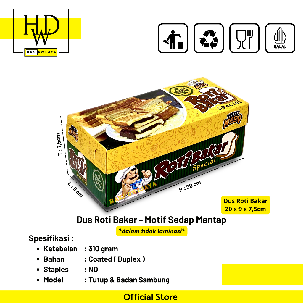 [MIN 20Pcs] Dus Roti Bakar Bandung / Dus Roti - Motif Sedap Mantap