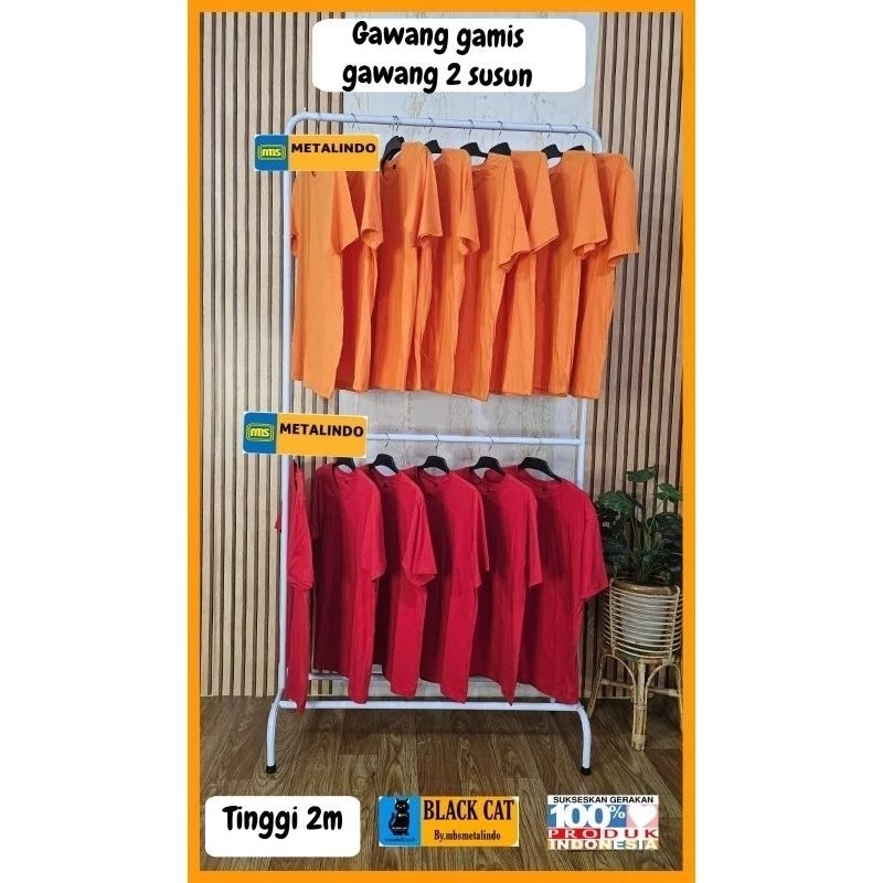 Gantungan gawang gamis tinggi 2 m hanger display baju gawangan baju 2 susun