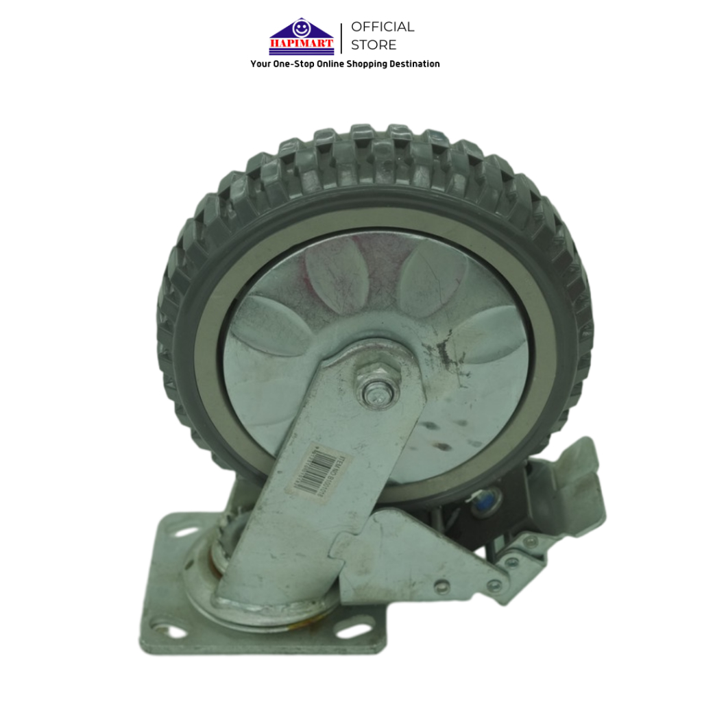 Roda Gerobak Sorong Roda Trolley Rubber Caster Roda Karet Abu Troli Dengan Rem