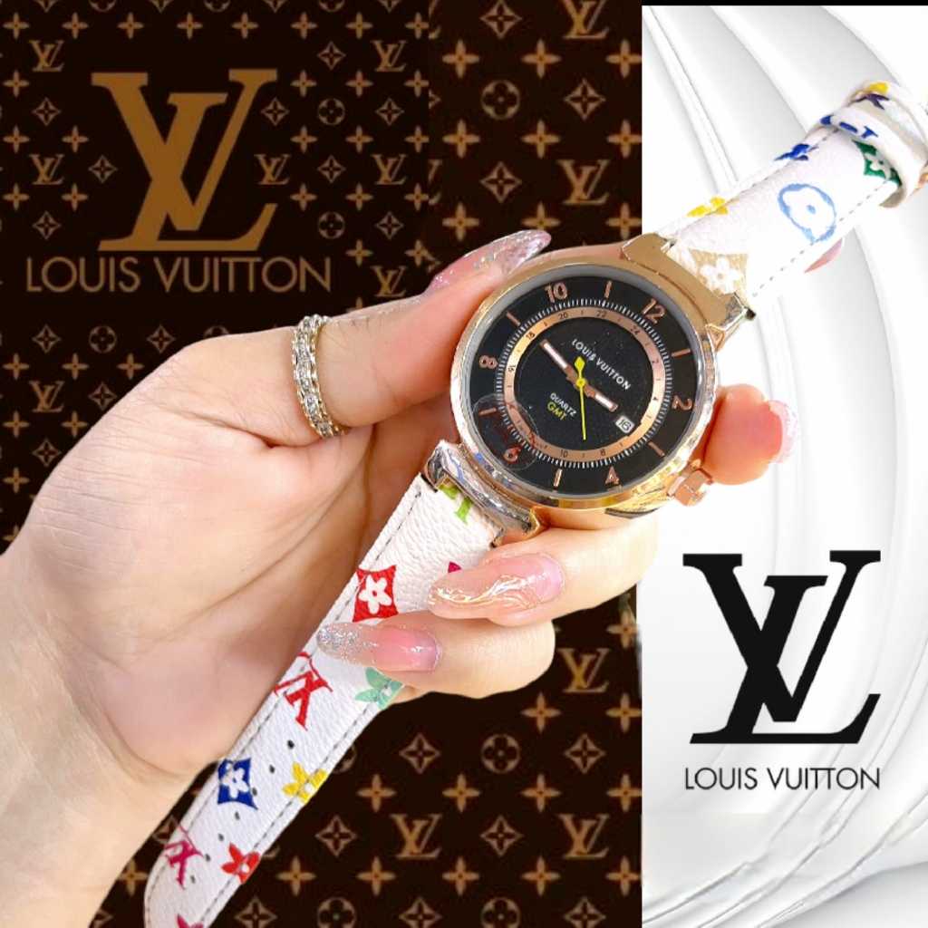Jam Tangan Wanita LV L79 Kulit Chrono Tanggal Aktif Free Box Ori & Batrai ( BISA COD )