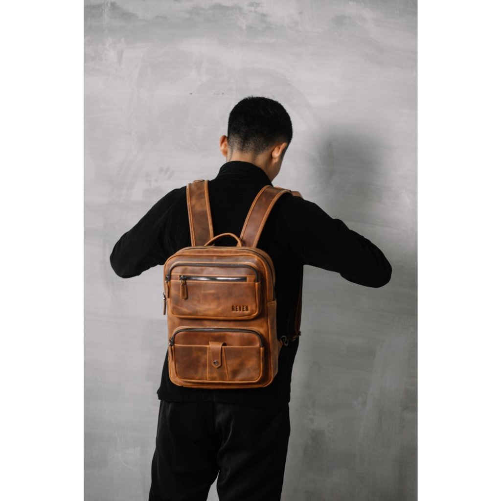 Tas Ransel Pria Kulit Sapi Asli 100% Terbaru Branded