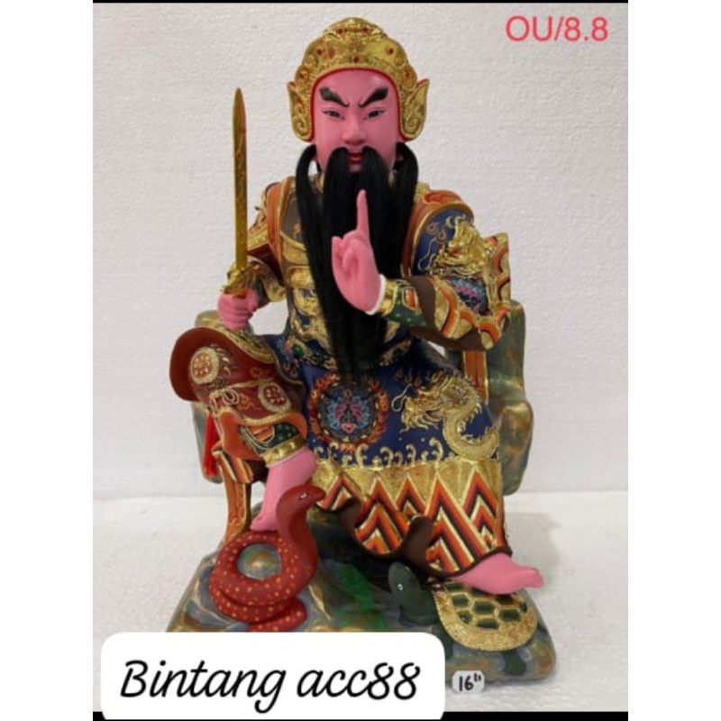 patung dewa hian tian/siong te kong-kayu-16inch-l-23-mm