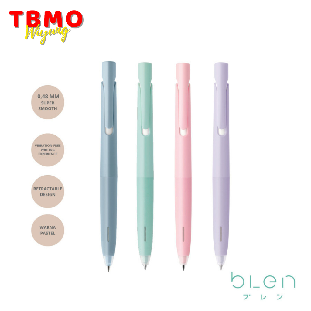 

TBMO Bolpen Zebra Blen Emulsion Ink Pen - Warna Pastel tinta Hitam - Pcs