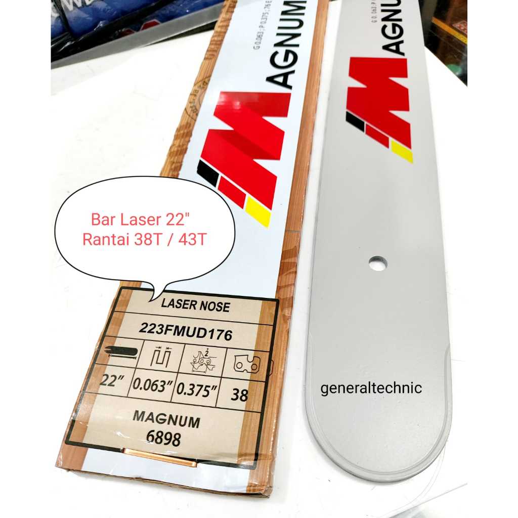 Bar Chainsaw Magnum 22" Laser Tip Bar Laser 22" (Ujung Tanpa Reel / Polos) Guide Bar 22" Laser