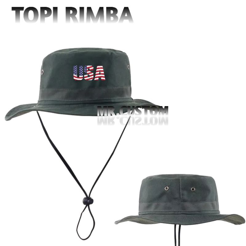 Topi Rimba Adventure USA Amerika - Topi Camping - Topi Gunung Outdoor Amerika Serikat Pria Wanita De