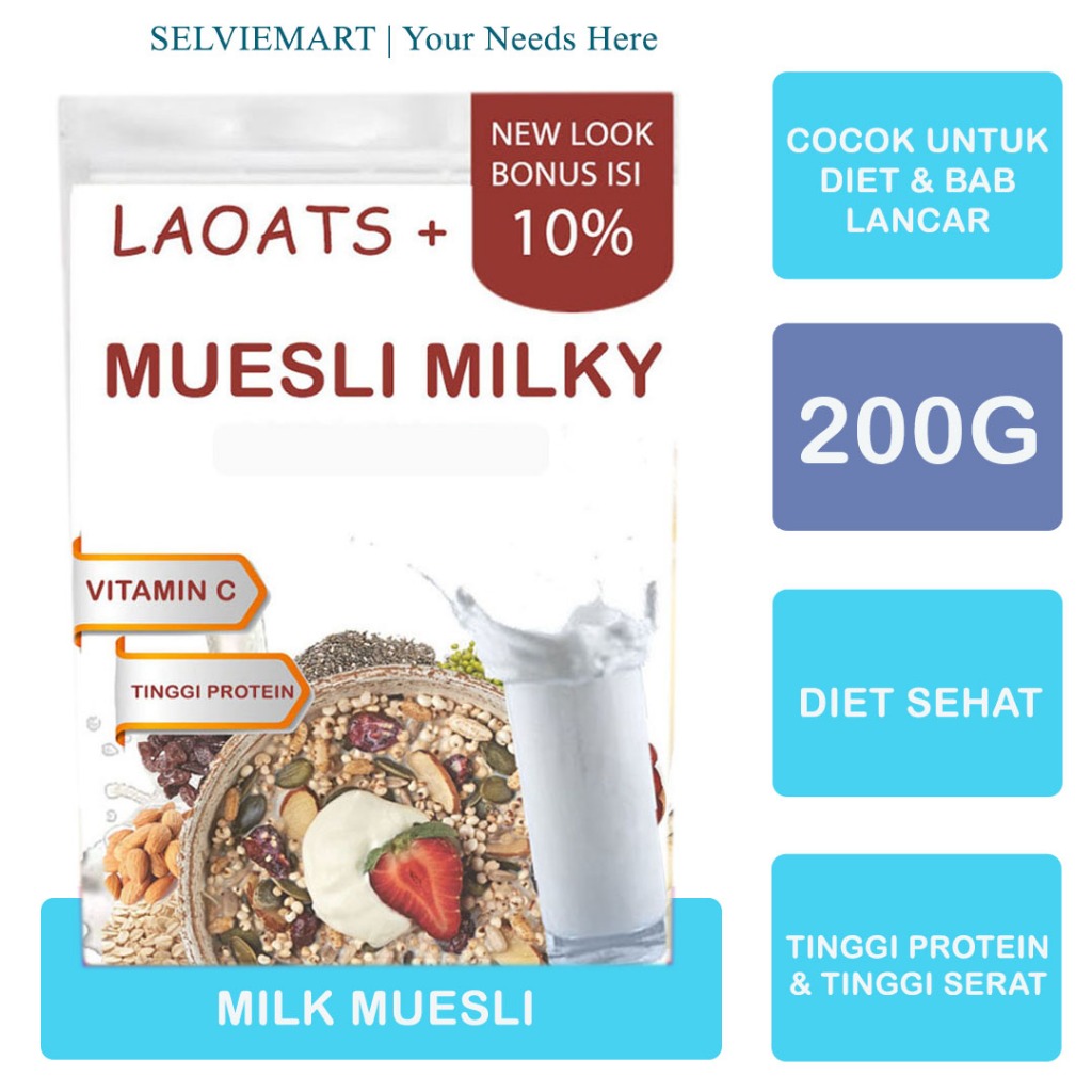 

Muesli Fruit and seed 1kg Pelangsing Badan Susu Diet Muesli Granola Susu Bubuk Rendah Lemak Low Fat Milk Laoats