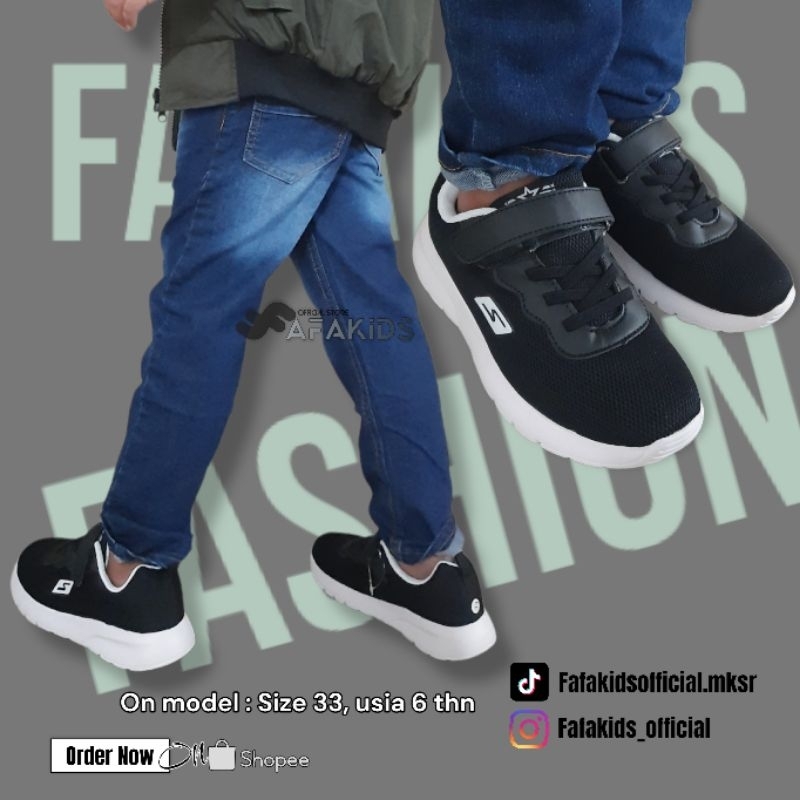 Sepatu sekolah Hitam anak laki laki dan perempuan sneakers IMPORT anak sepatu, sepatu sneakers anak