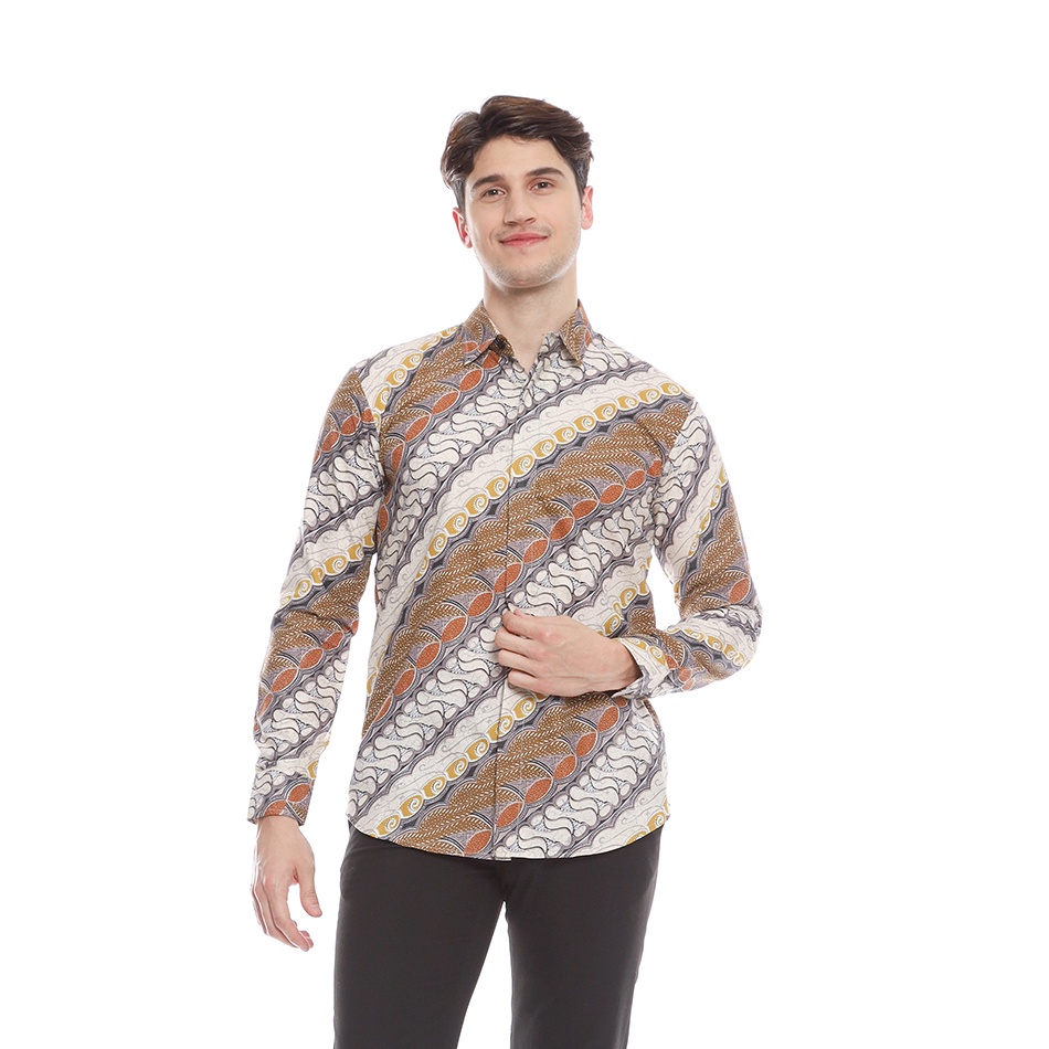 Harga Spesial.. Parayu - Kemeja Batik Pria Ongbak Uril Modern Slimfit Lengan Panjang - Kuning