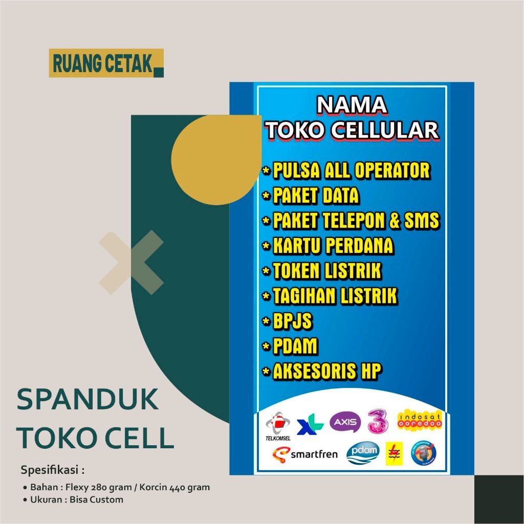 Spanduk Konter Pulsa FREE DESIGN Banner Konter Pulsa Murah Banyak Design dan Ukuran / Banner Toko Ce