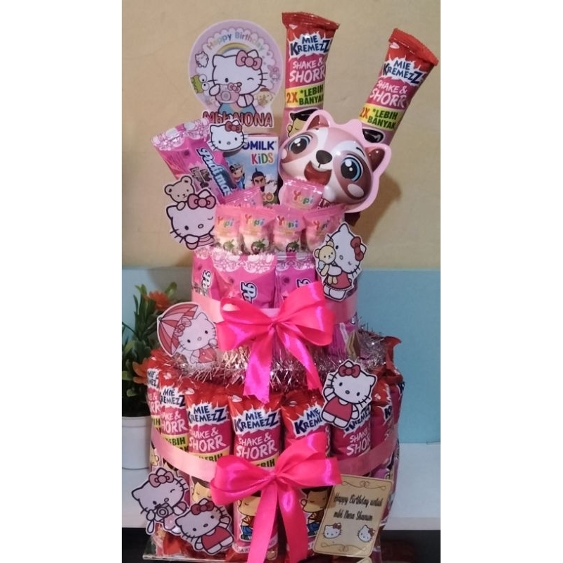 

Tart snack tower ulang tahun gratis request tema dan ucapan