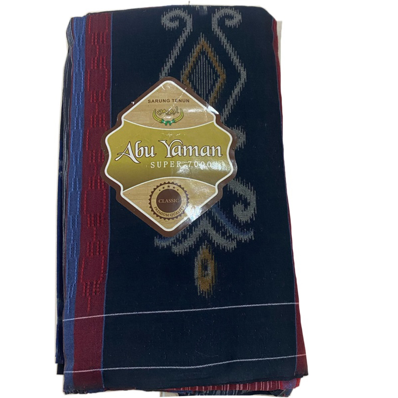 Sarung Abu Yaman Tenun super 7000 benang halus motif kembang kombinasi premium kemasan dompet