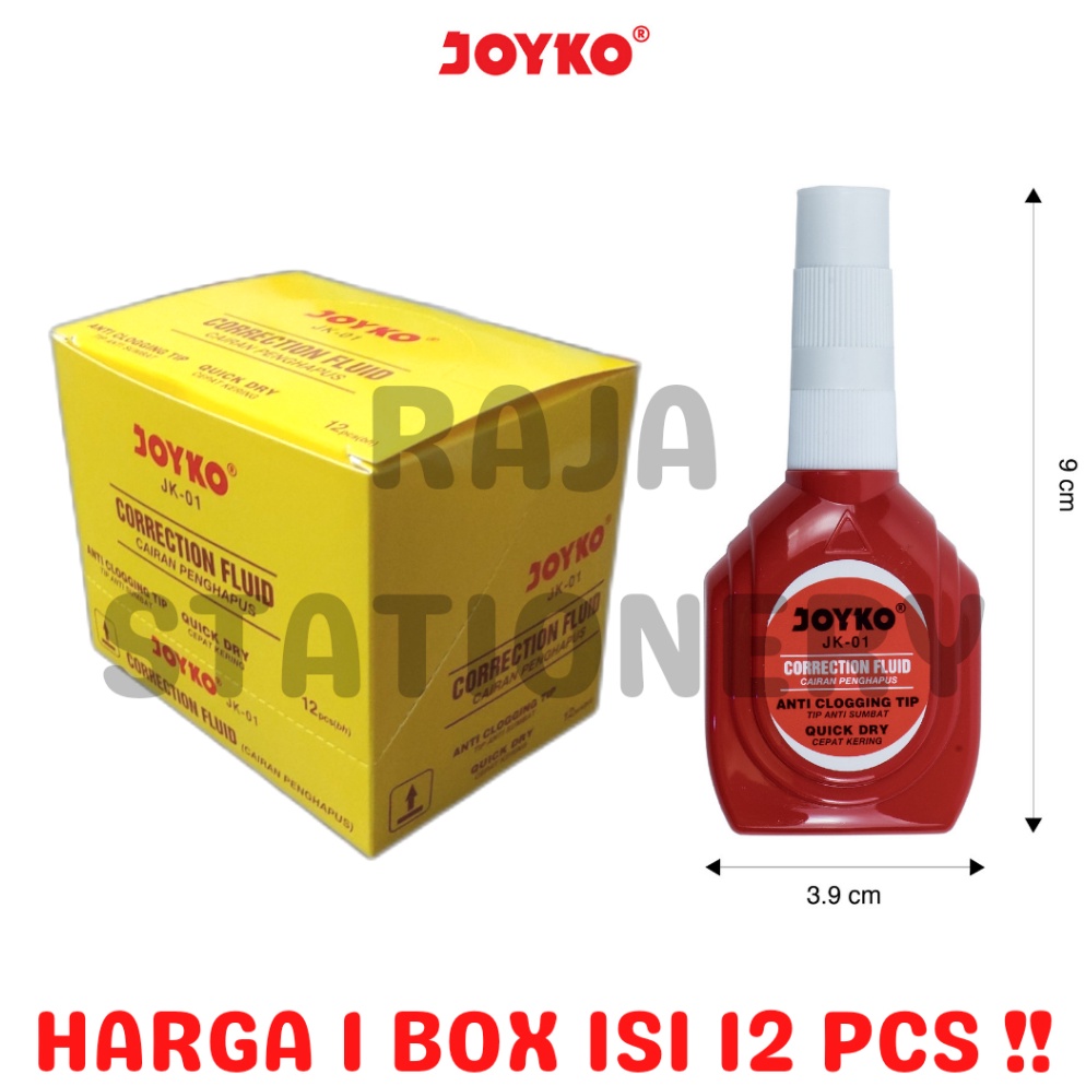 

Terbaru.. JOYKO CORRECTION FLUID JK-01TIPEX CAIR JOYKO JK01 TIPX TIP-EX 1 BOX LUSIN MURAH [12PCS] 35