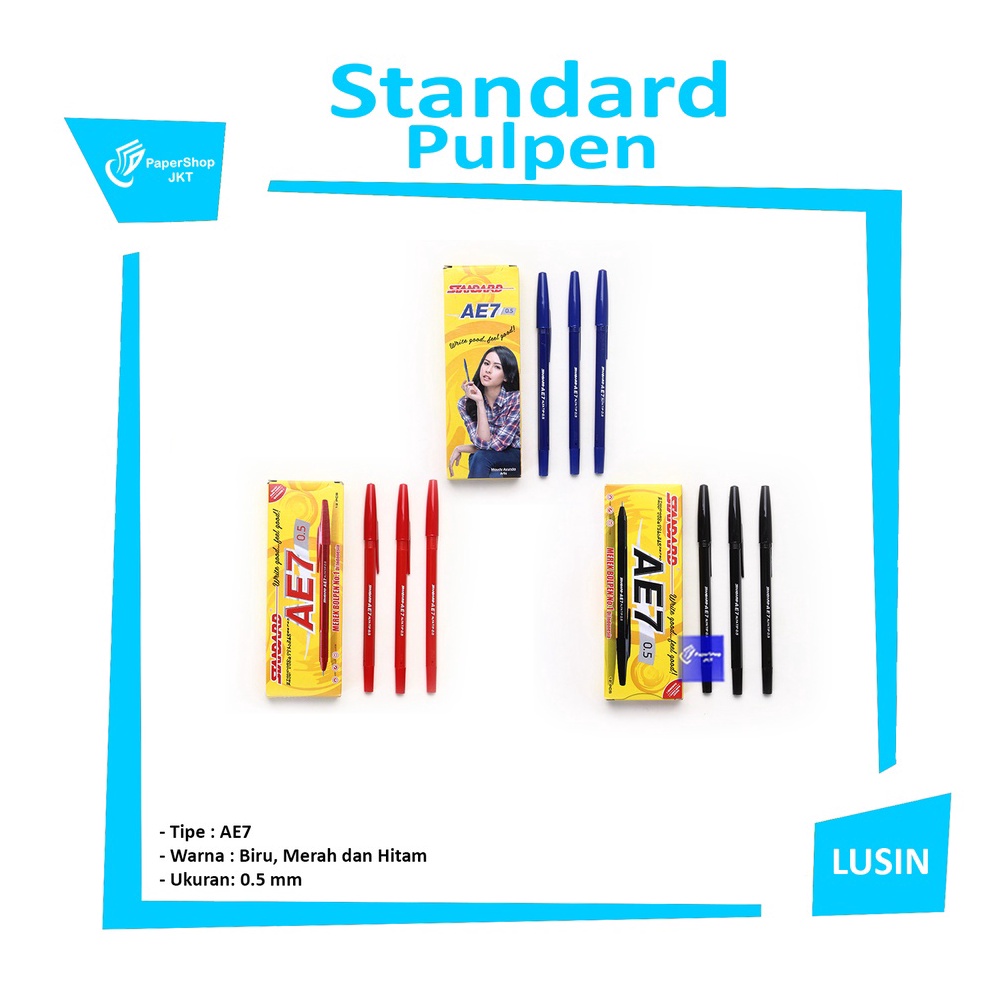 

Produk Premium.. STANDARD - Pulpen Bolpen Ball Point AE7 0.5mm Pen - Lusin 70W