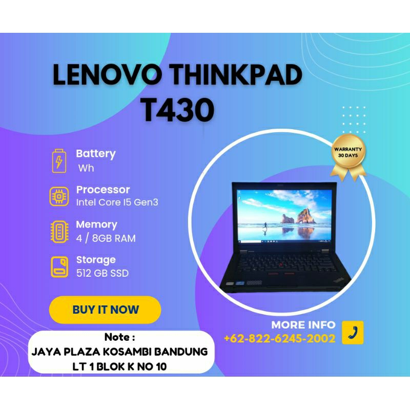 Laptop Lenovo Thinkpad T430 Intel Core I5 Gen3