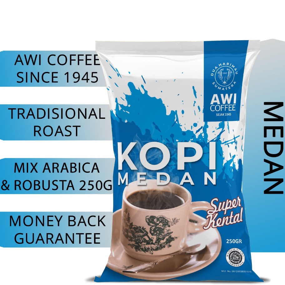 

HHQW3366 Terbaru Awi Kopi Medan 250Gr Bubuk | Ground Coffee Powder | Sidikalang Tradisional | Arabica Robusta Blend