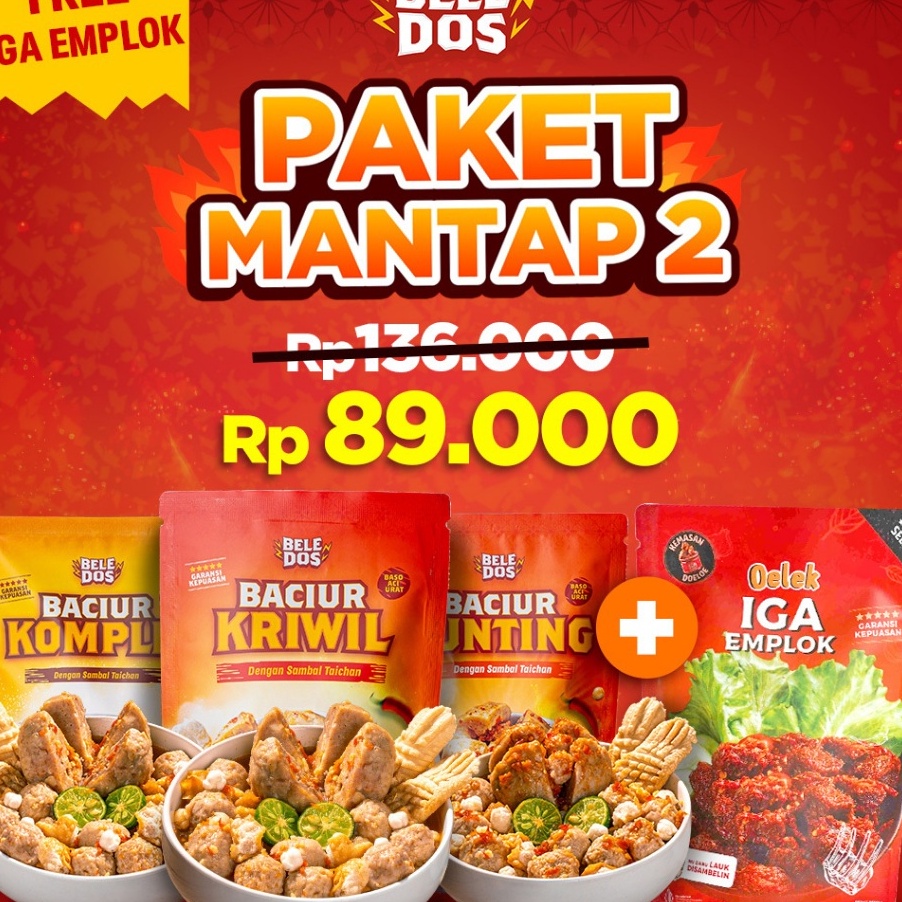 

GKMM9163 【MEGA SALE】 Beledos Paket Mantap 2 / Baciur Komplit / Baciur Kriwil / Baciur Bunting