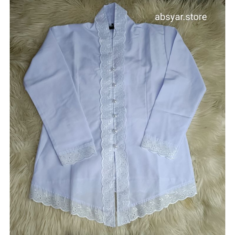 Kebaya Seragam Anak Sekolah TK SD SMP SMA  Baju Atasan Putih Perempuan Full Renda