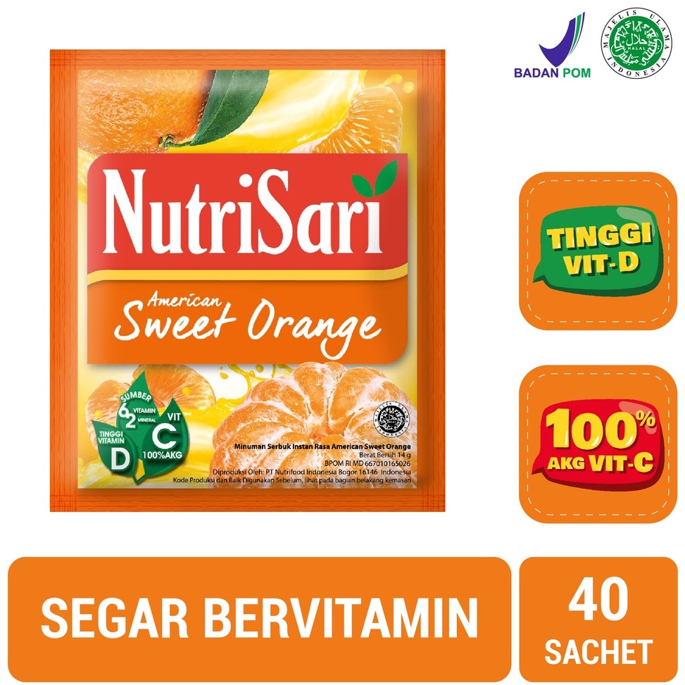 

JTYH6704 ✓ NutriSari American Sweet Orange 40 Sachet - Minuman Buah Vitamin C