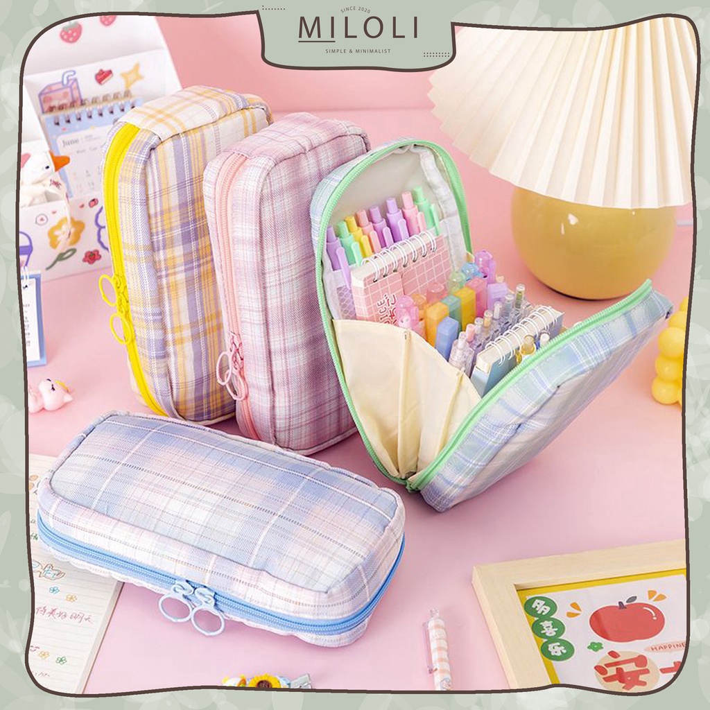 

BISA ✨COD✨ [MILOLI] Kotak Pensil Grid kanvas Macaron Kapasitas Besar Portabel Multifungsi Style Stationery - F0182 serbuuu !