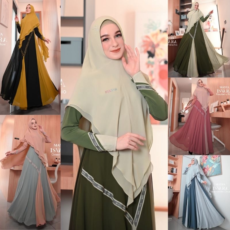Set Gamis Dress Busui Friendly Ceruty Babydoll Printing Premium Syari Sage Green - Biru Muda - Hijau