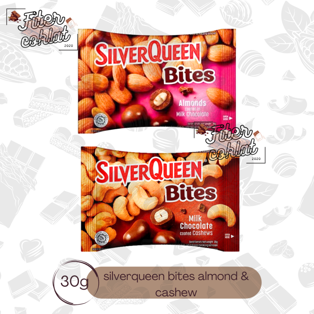 

COKELAT SILVERQUEEN BITES 30 GR, CASHEW, ALMOND