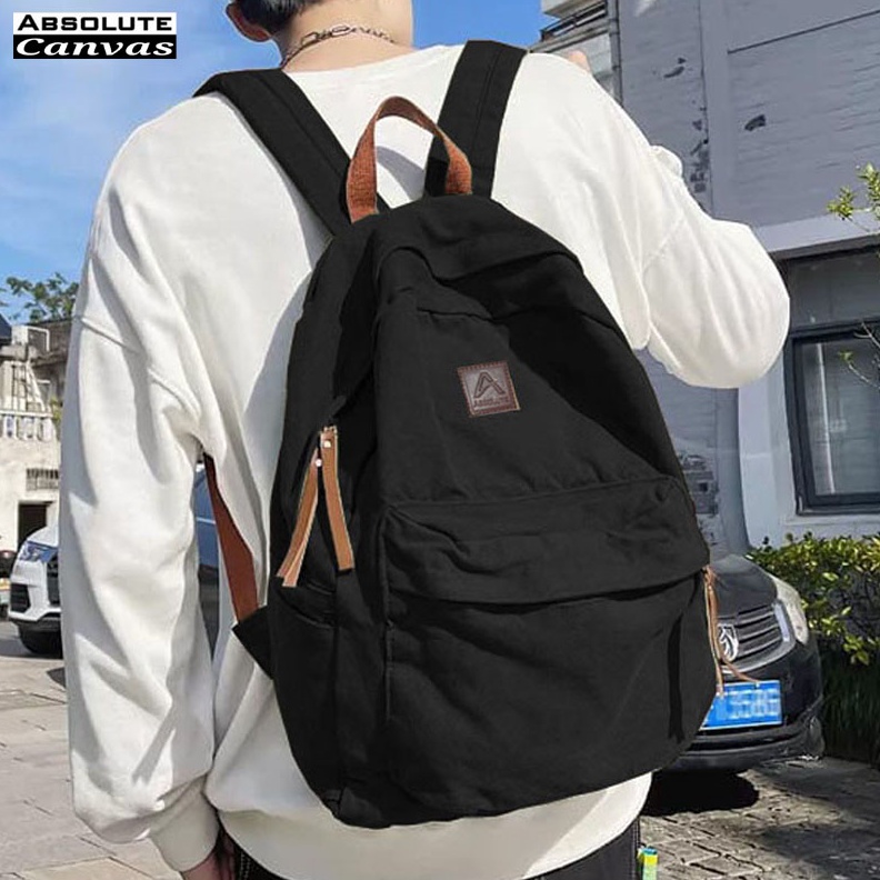 Import ✨Terbaik✨ Kanvas Pria Wanita (HITAM) Tas Ransel Kanvas Pria Wanita (ARMY) Tas Pria Wanita Kan