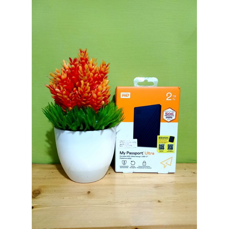 Hardisk Eksternal WD My Passport Ultra Type-C 2 TB USB Type C HDD 2,5" Bonus Pouch