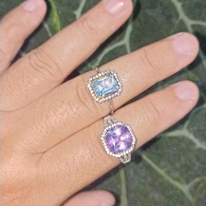 Cincin Amethyst Aquamarine HQ Asli Natural