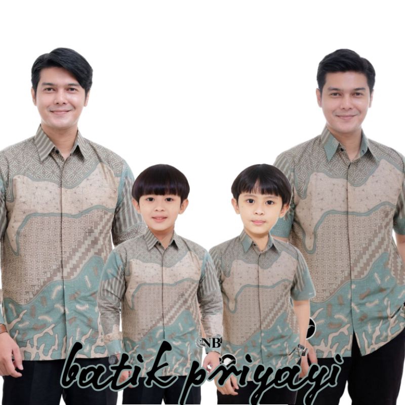 Ready Stok Kemeja Batik Anak Laki laki Warna Hijau Sage Green Batik Pria Dewasa Couple Batik Ayah da